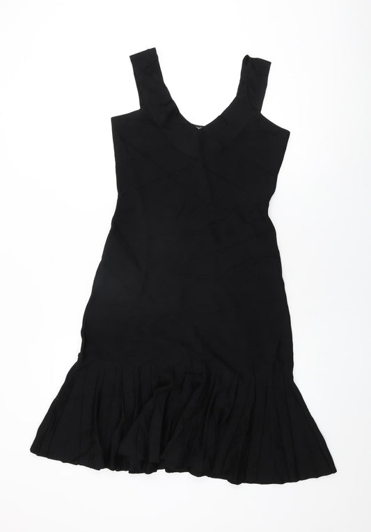 NEXT Womens Black Viscose Shift Size 10 V-Neck Pullover