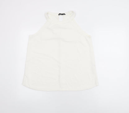 Boohoo Womens White Polyester Basic T-Shirt Size 16 Round Neck