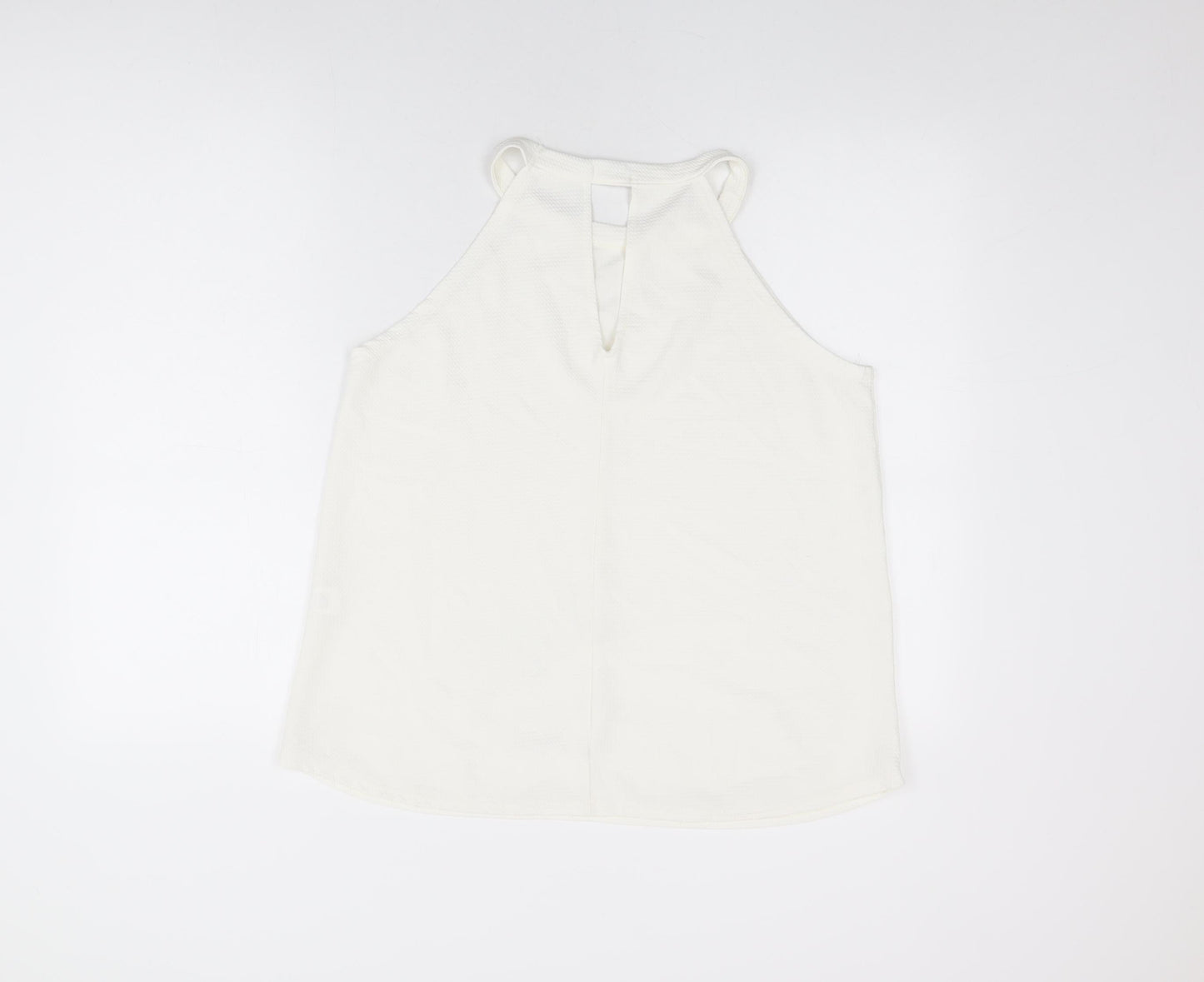 Boohoo Womens White Polyester Basic T-Shirt Size 16 Round Neck