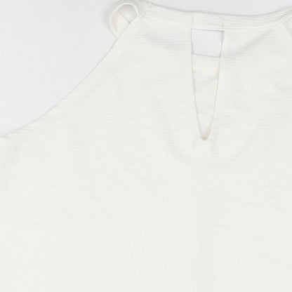 Boohoo Womens White Polyester Basic T-Shirt Size 16 Round Neck