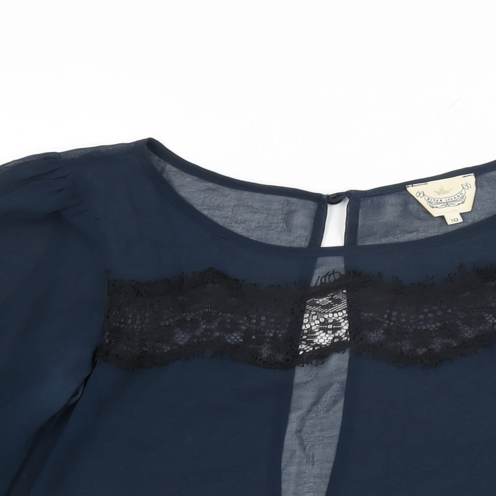 Womens UK Size 10 River Island Blue Basic Blouse