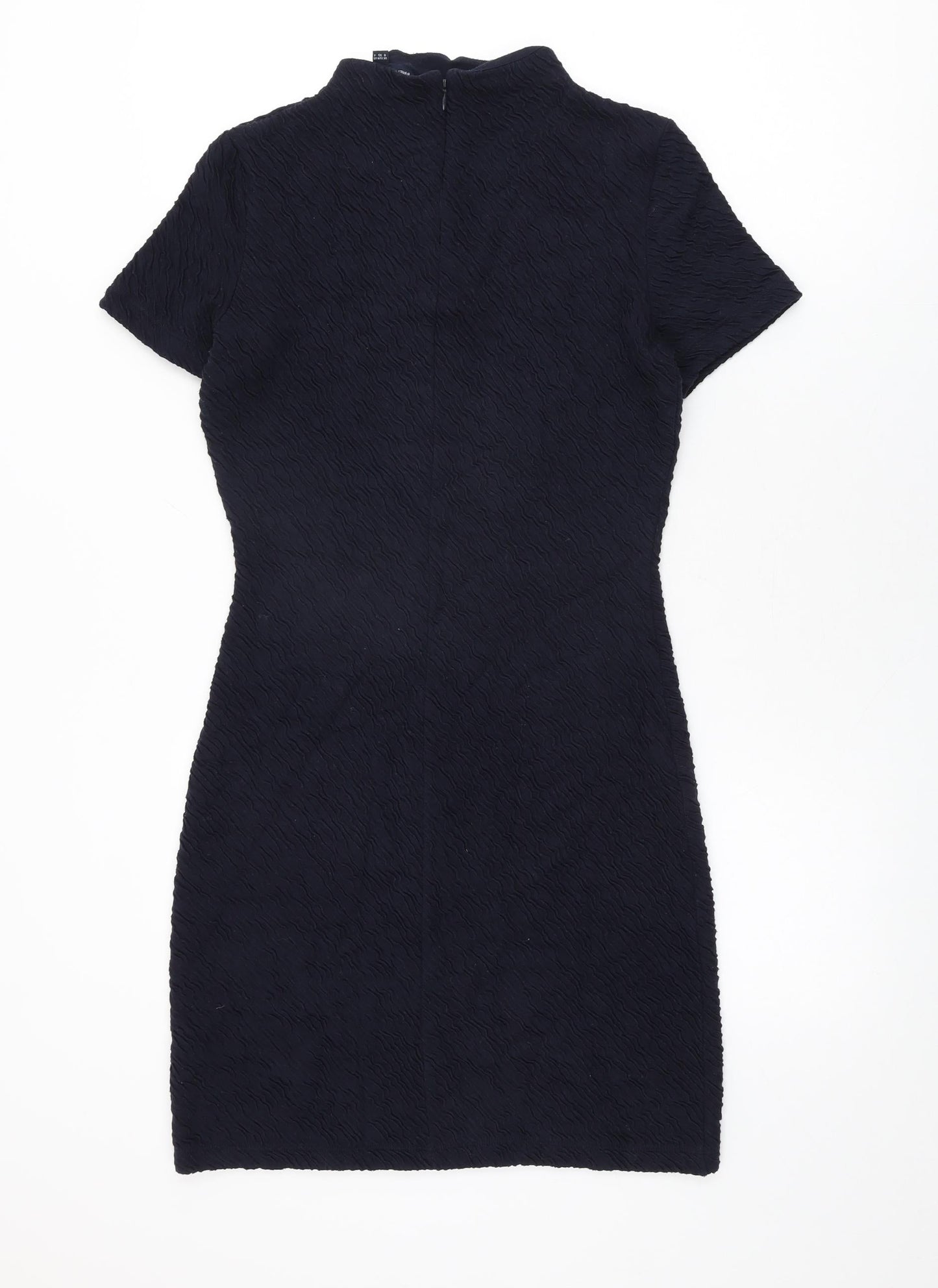 French Connection Womens Blue Viscose Shift Size 8 Round Neck Zip