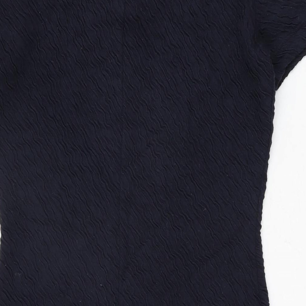 French Connection Womens Blue Viscose Shift Size 8 Round Neck Zip