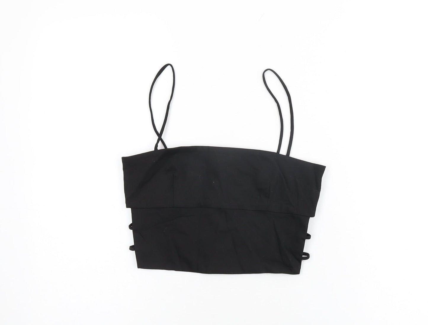 Womens UK Size XS Zara Black Cropped T-Shirt