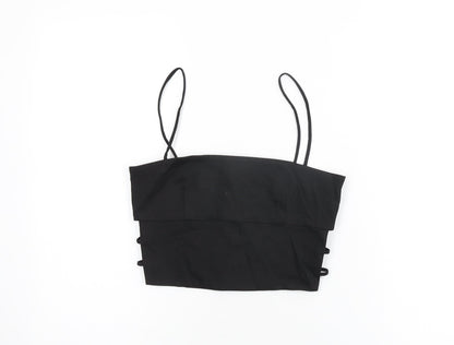 Womens UK Size XS Zara Black Cropped T-Shirt