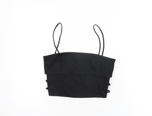 Womens UK Size XS Zara Black Cropped T-Shirt