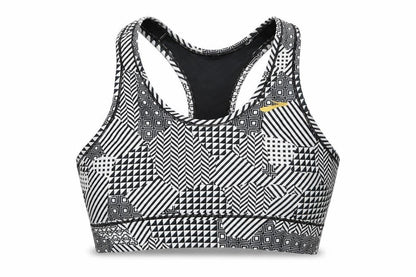 Brooks Womens White Geometric Polyester Cropped T-Shirt Size XS Round Neck Pullover