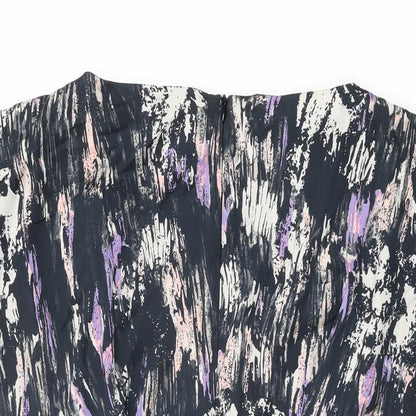 RN London Womens Black Geometric Polyester Mini Size S Boat Neck Zip