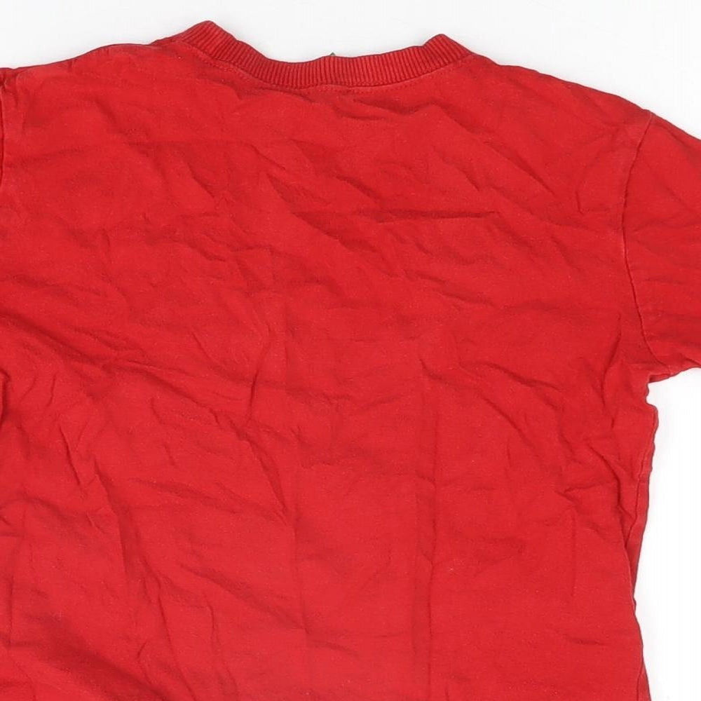 United Colors of Benetton Boys Red Cotton Basic T-Shirt Size S Round Neck Pullover