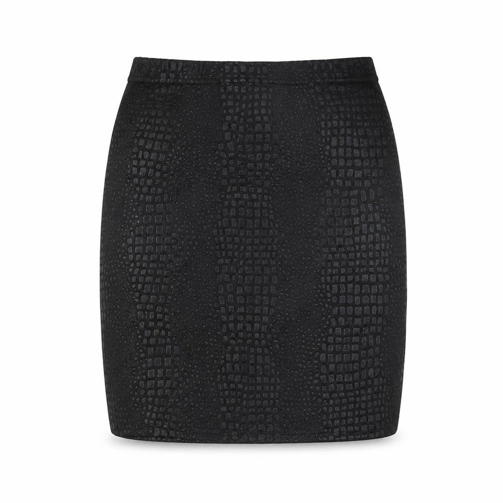 PRETTYLITTLETHING Womens Black Geometric Polyester Mini Skirt Size 6