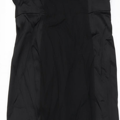 Coast Womens Black Acetate Bodycon Size 8 Off the Shoulder Zip