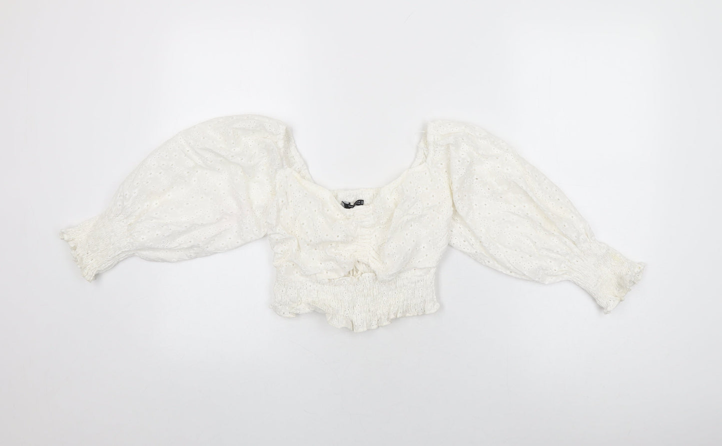 Womens UK Size XS Zara White Cropped Blouse