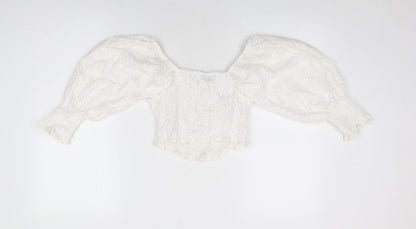 Womens UK Size XS Zara White Cropped Blouse
