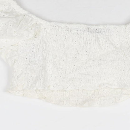 Womens UK Size XS Zara White Cropped Blouse