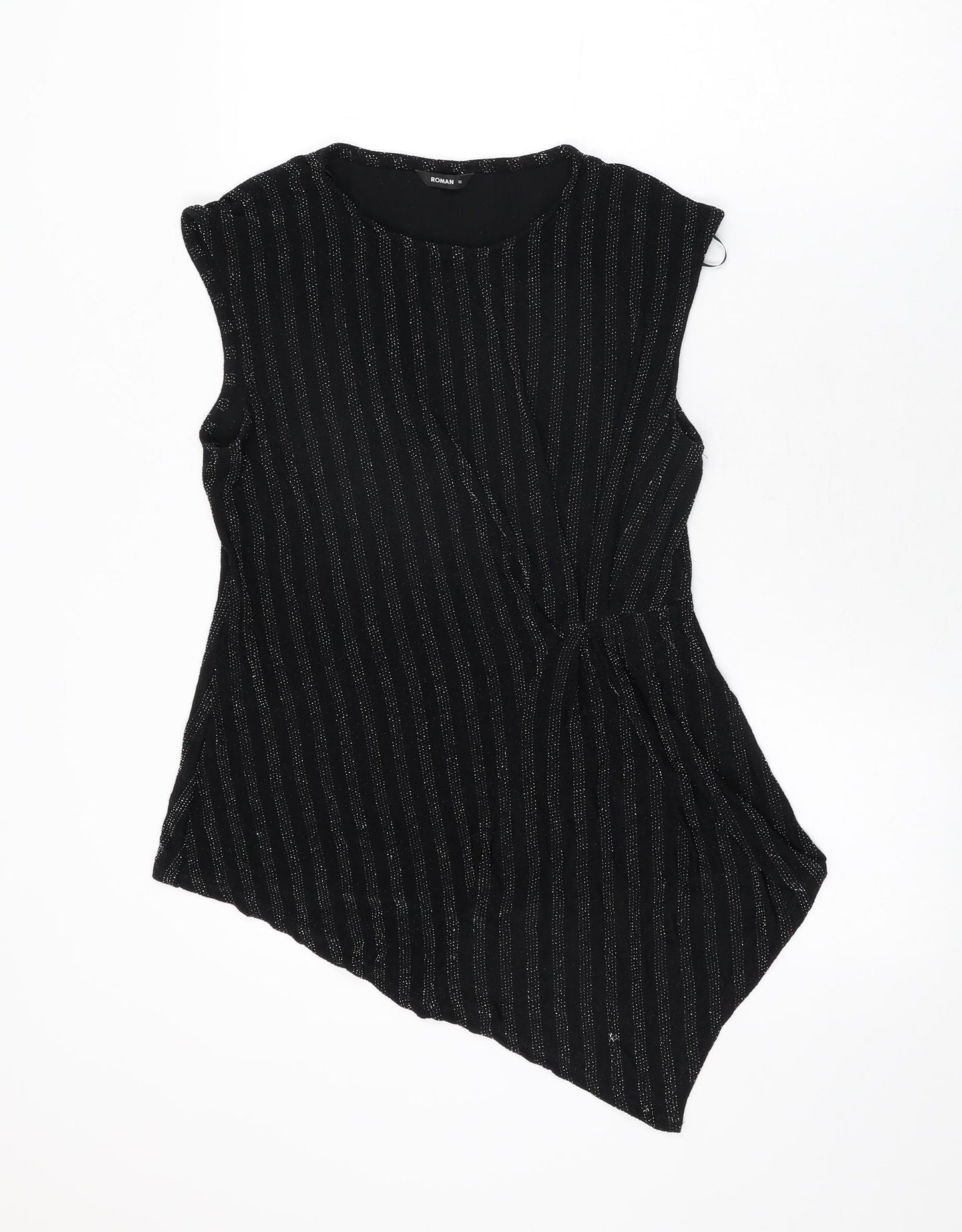 Womens UK Size 12 Roman Black Basic T-Shirt