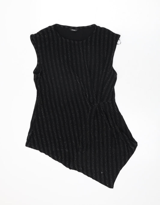 Womens UK Size 12 Roman Black Basic T-Shirt