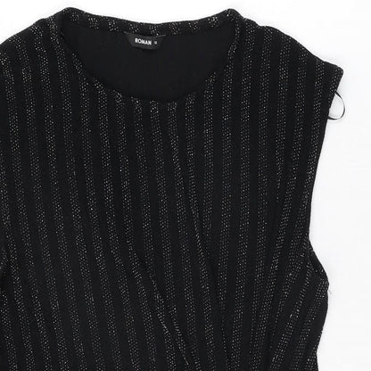 Womens UK Size 12 Roman Black Basic T-Shirt