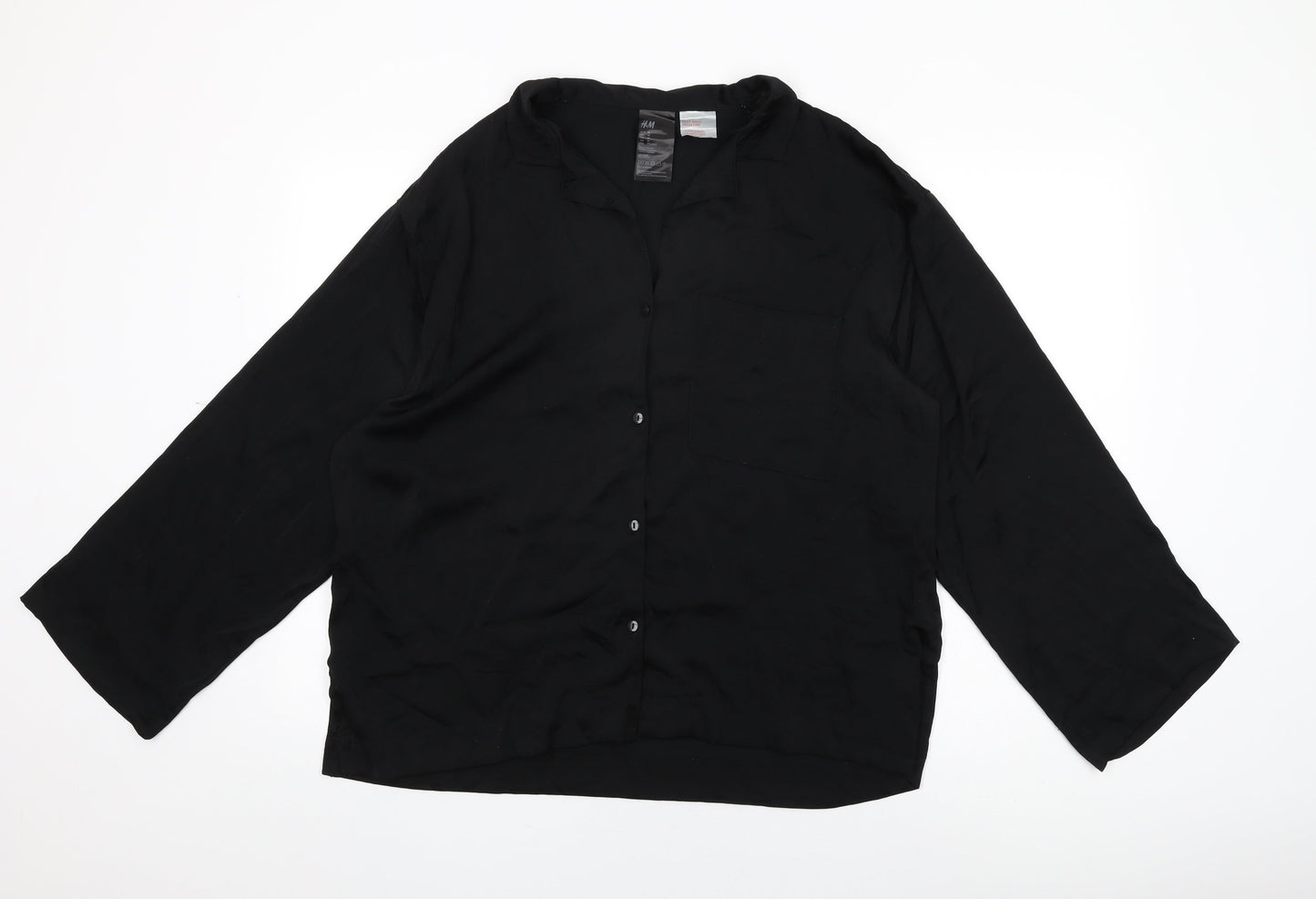 Womens UK Size M H&M Black Basic Button-Up