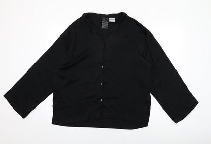 Womens UK Size M H&M Black Basic Button-Up