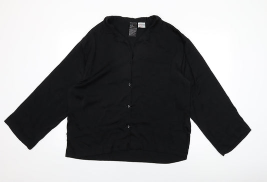Womens UK Size M H&M Black Basic Button-Up