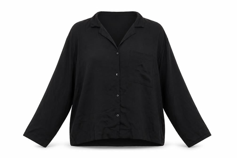 Womens UK Size M H&M Black Basic Button-Up