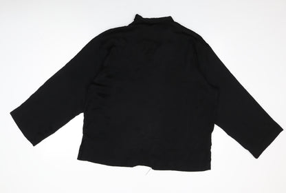 Womens UK Size M H&M Black Basic Button-Up
