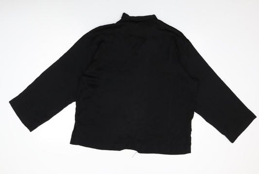 Womens UK Size M H&M Black Basic Button-Up