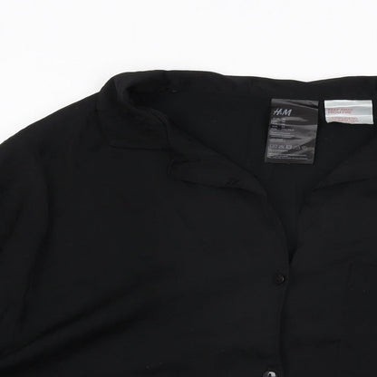 Womens UK Size M H&M Black Basic Button-Up