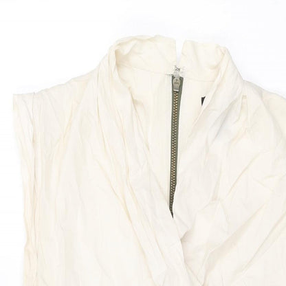 Mango Womens Grey Viscose Shift Size L V-Neck Zip