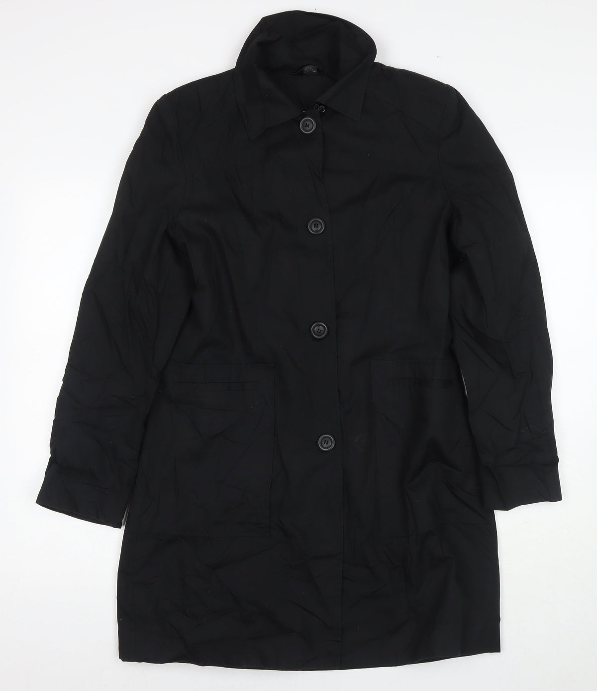 F&F Womens Black Overcoat Coat Size 12 Button