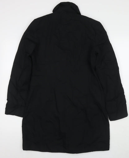 F&F Womens Black Overcoat Coat Size 12 Button