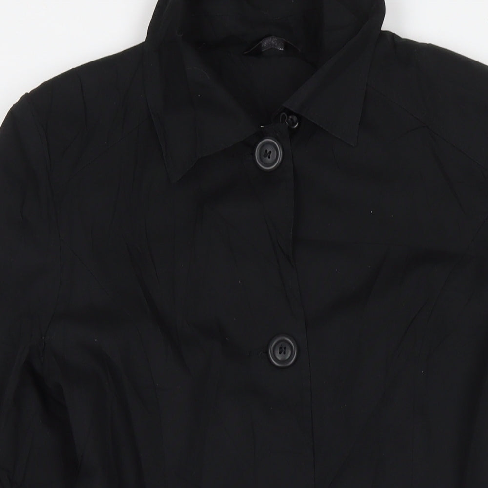 F&F Womens Black Overcoat Coat Size 12 Button