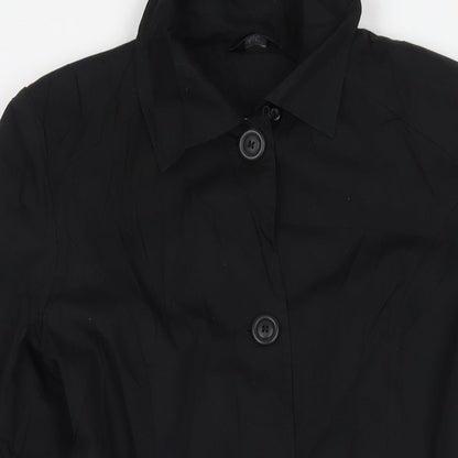 F&F Womens Black Overcoat Coat Size 12 Button