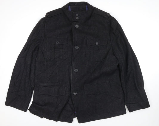 Mens UK Size XL Marks and Spencer Black Pea Coat