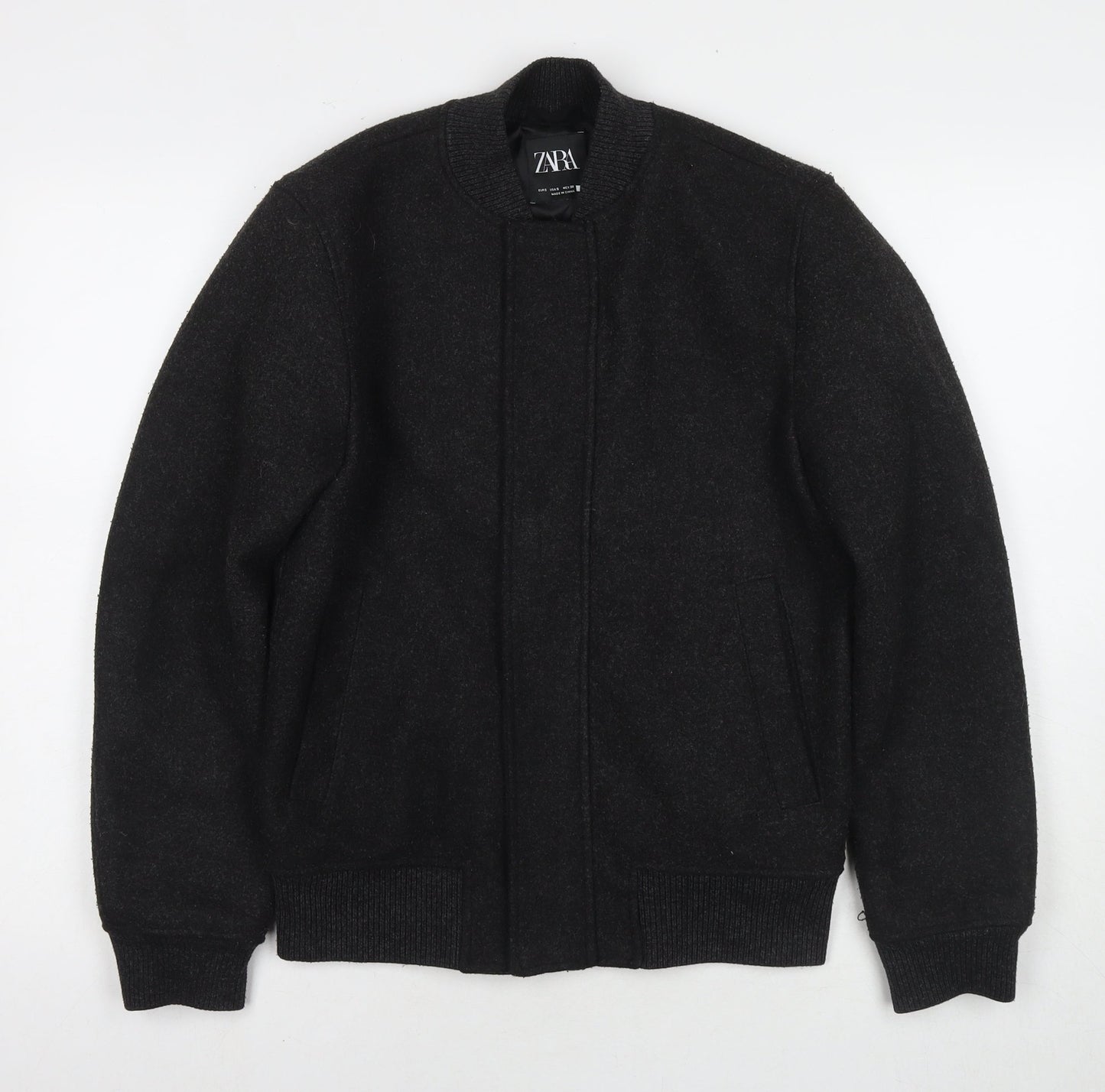 Zara Mens Grey Bomber Jacket Coat Size S Zip