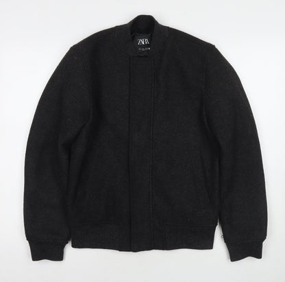 Zara Mens Grey Bomber Jacket Coat Size S Zip