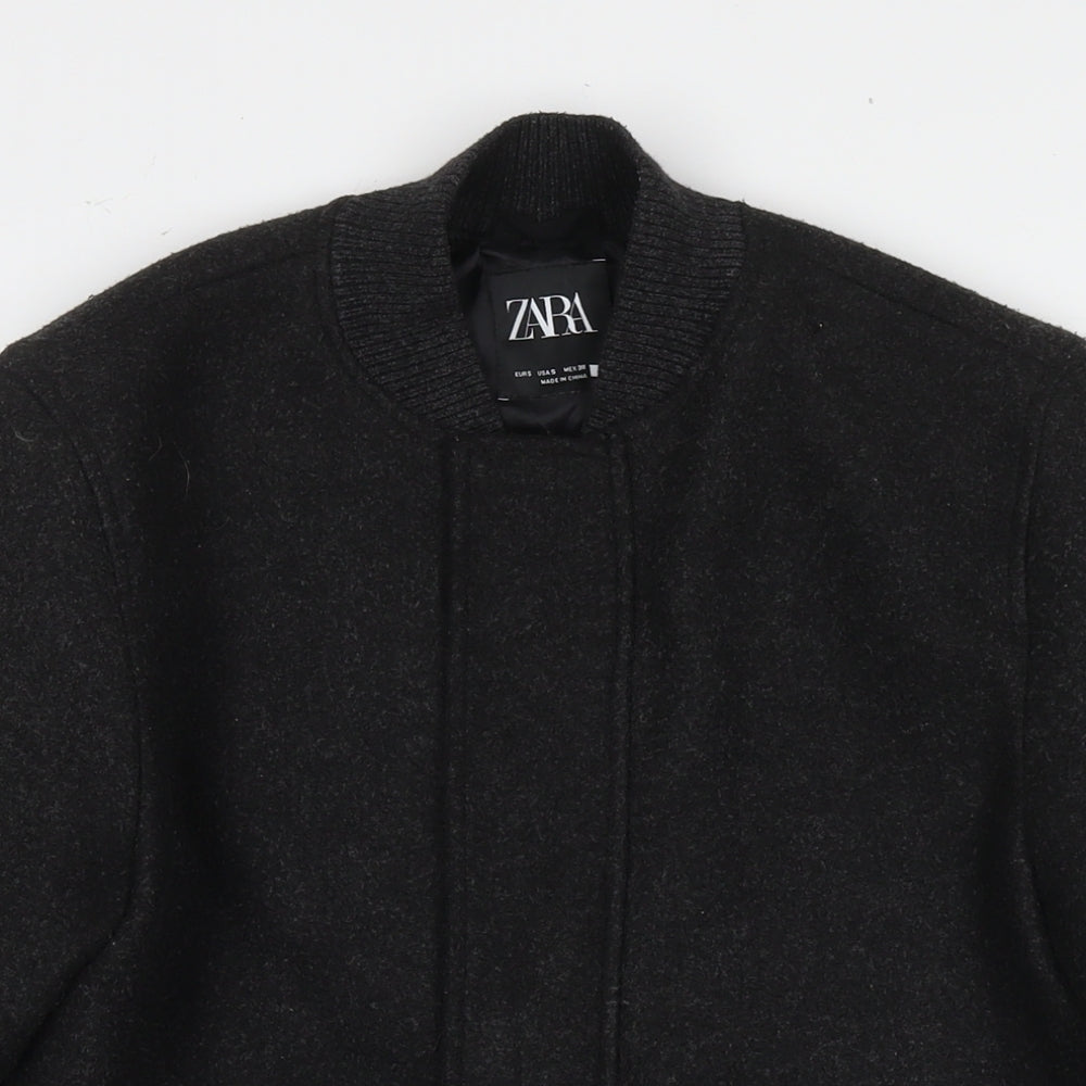Zara Mens Grey Bomber Jacket Coat Size S Zip