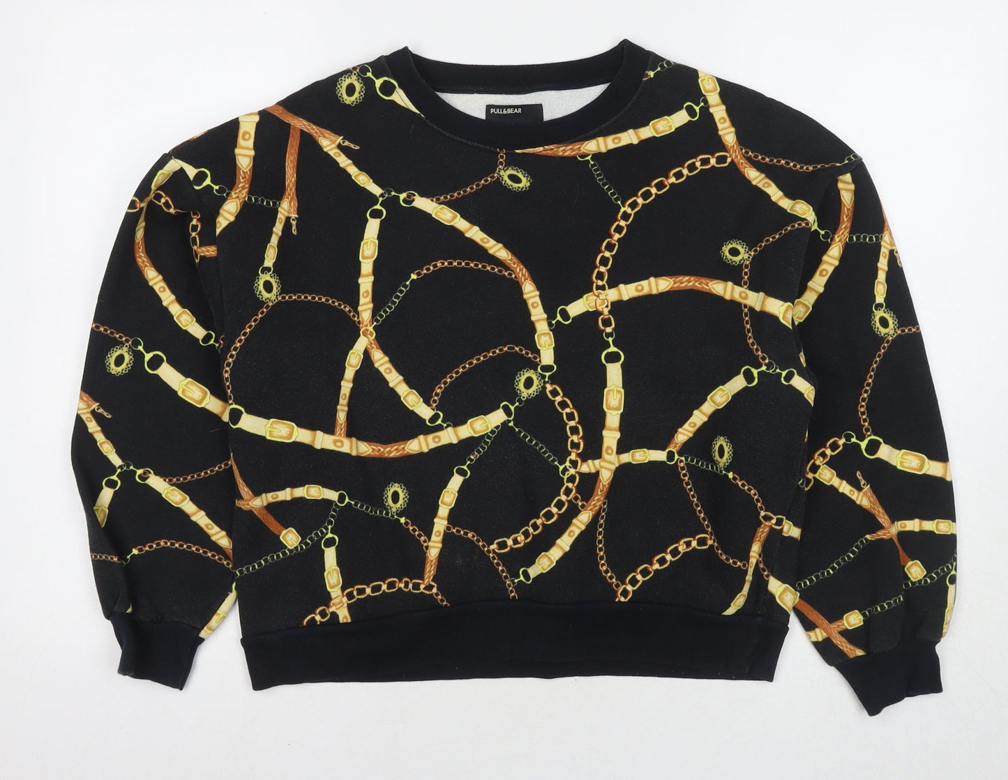 Womens UK Size S Pull&Bear Black Pullover Sweatshirt