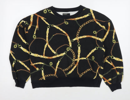 Womens UK Size S Pull&Bear Black Pullover Sweatshirt
