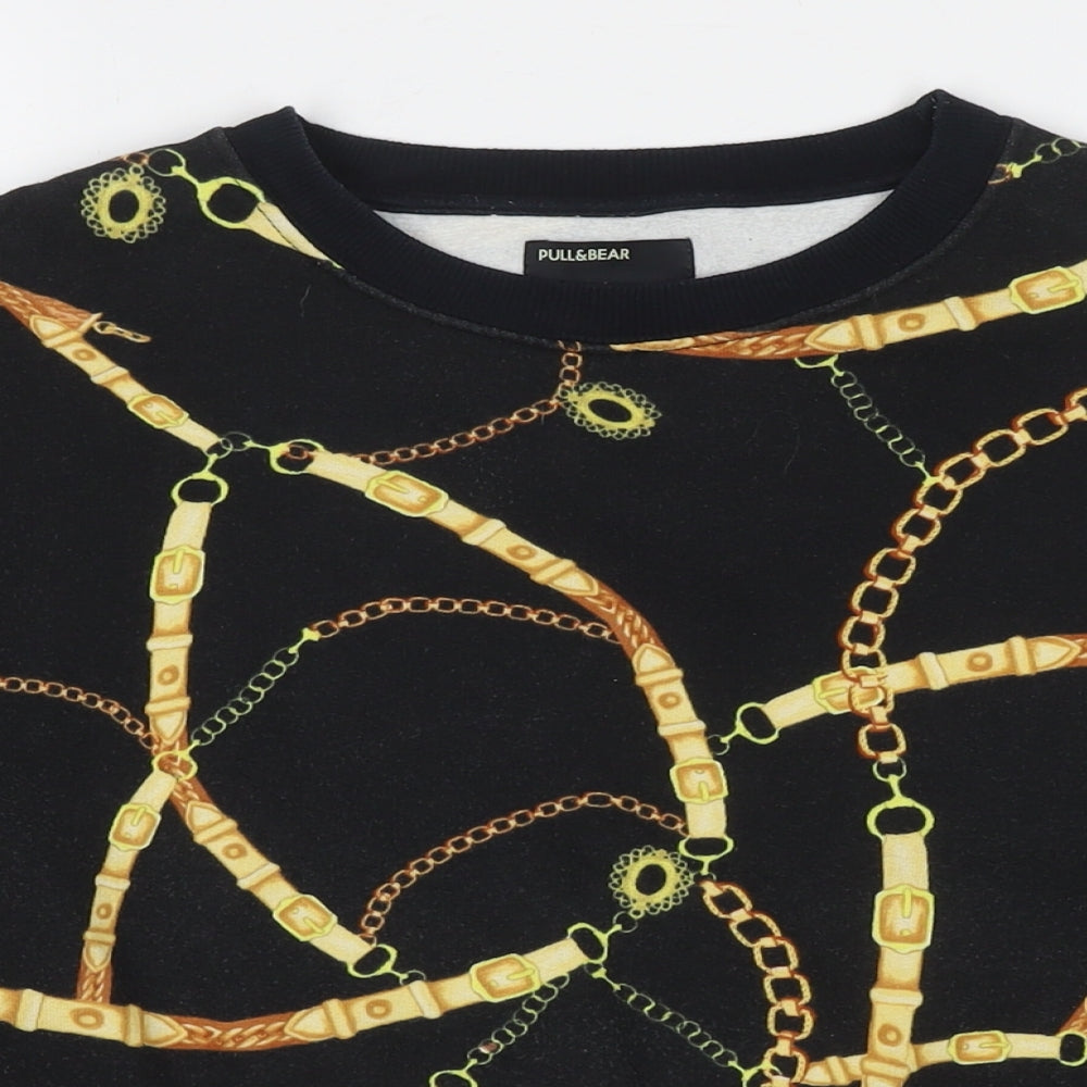 Womens UK Size S Pull&Bear Black Pullover Sweatshirt