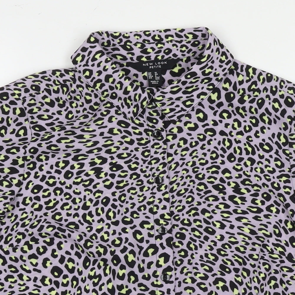 Womens UK Size 12 New Look Purple Basic Button-Up