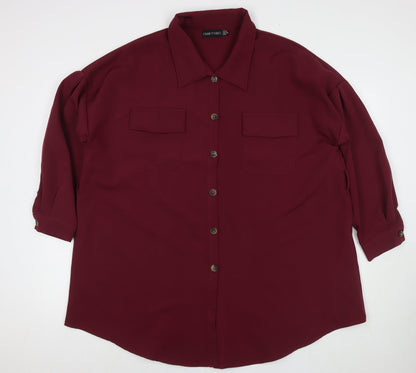 I SAW IT FIRST Womens Red Polyester Tunic Button-Up Size 12 Collared