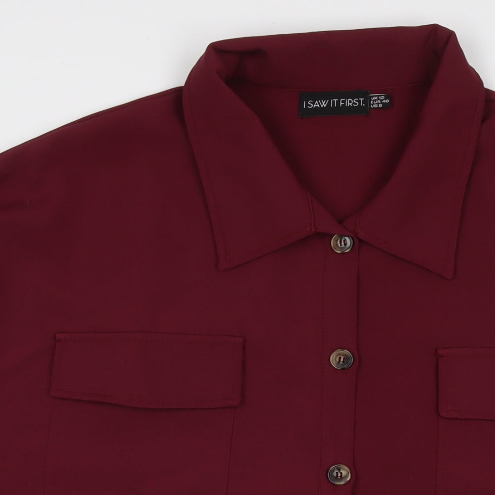 I SAW IT FIRST Womens Red Polyester Tunic Button-Up Size 12 Collared