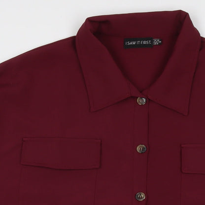 I SAW IT FIRST Womens Red Polyester Tunic Button-Up Size 12 Collared