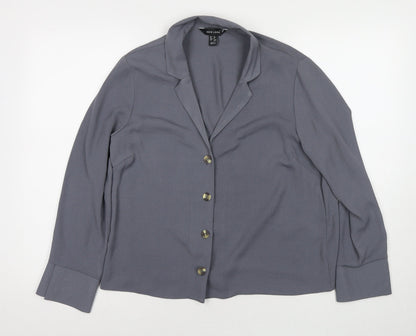Womens UK Size 12 New Look Grey Basic Button-Up