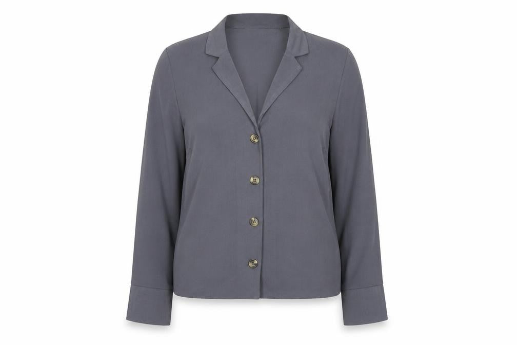 Womens UK Size 12 New Look Grey Basic Button-Up