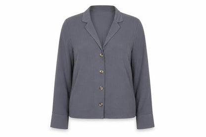 Womens UK Size 12 New Look Grey Basic Button-Up