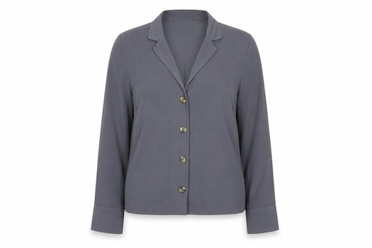 Womens UK Size 12 New Look Grey Basic Button-Up
