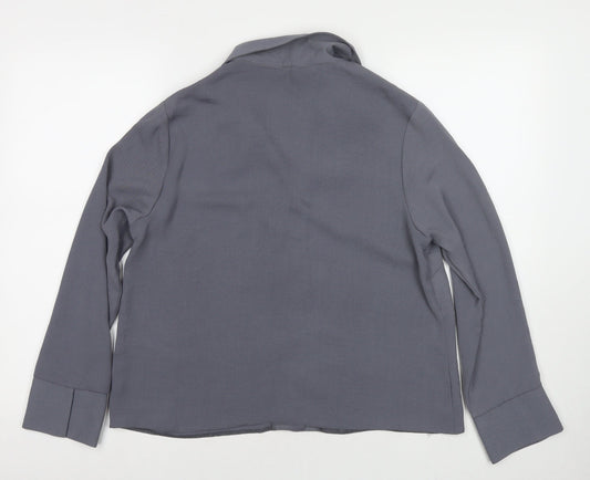 Womens UK Size 12 New Look Grey Basic Button-Up