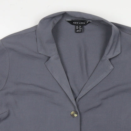 Womens UK Size 12 New Look Grey Basic Button-Up
